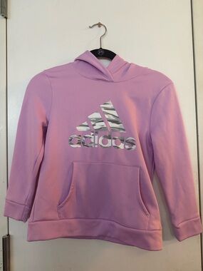 adidas Lilac Hoodie with Metallic Silver Logo